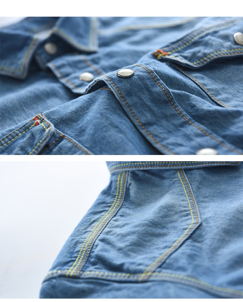 Men's Long-Sleeved Solid Denim Shirt