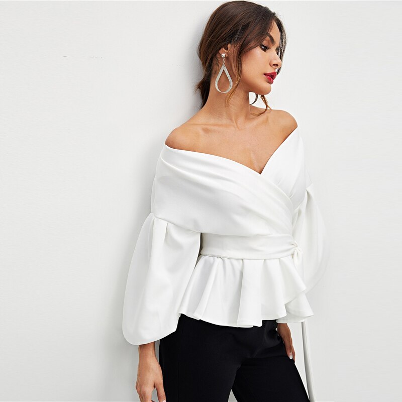 Women's Elegant Style Wrap Design Blouse