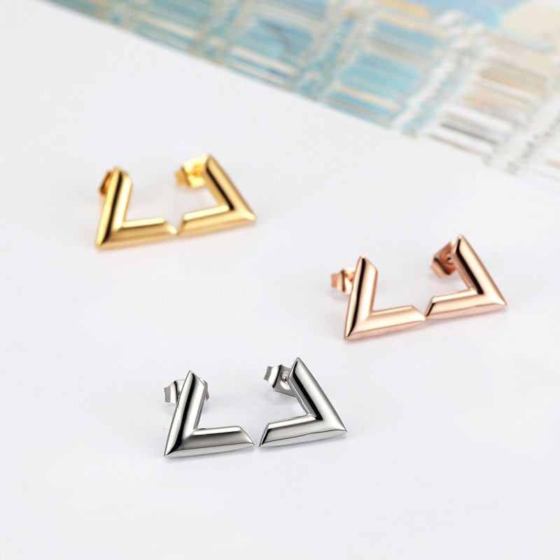 Men's Titanium Steel V Shaped Stud Earrings