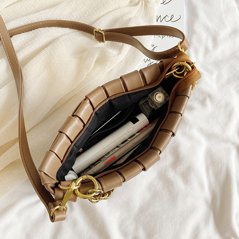 Solid Leather Crossbody Bag for Women