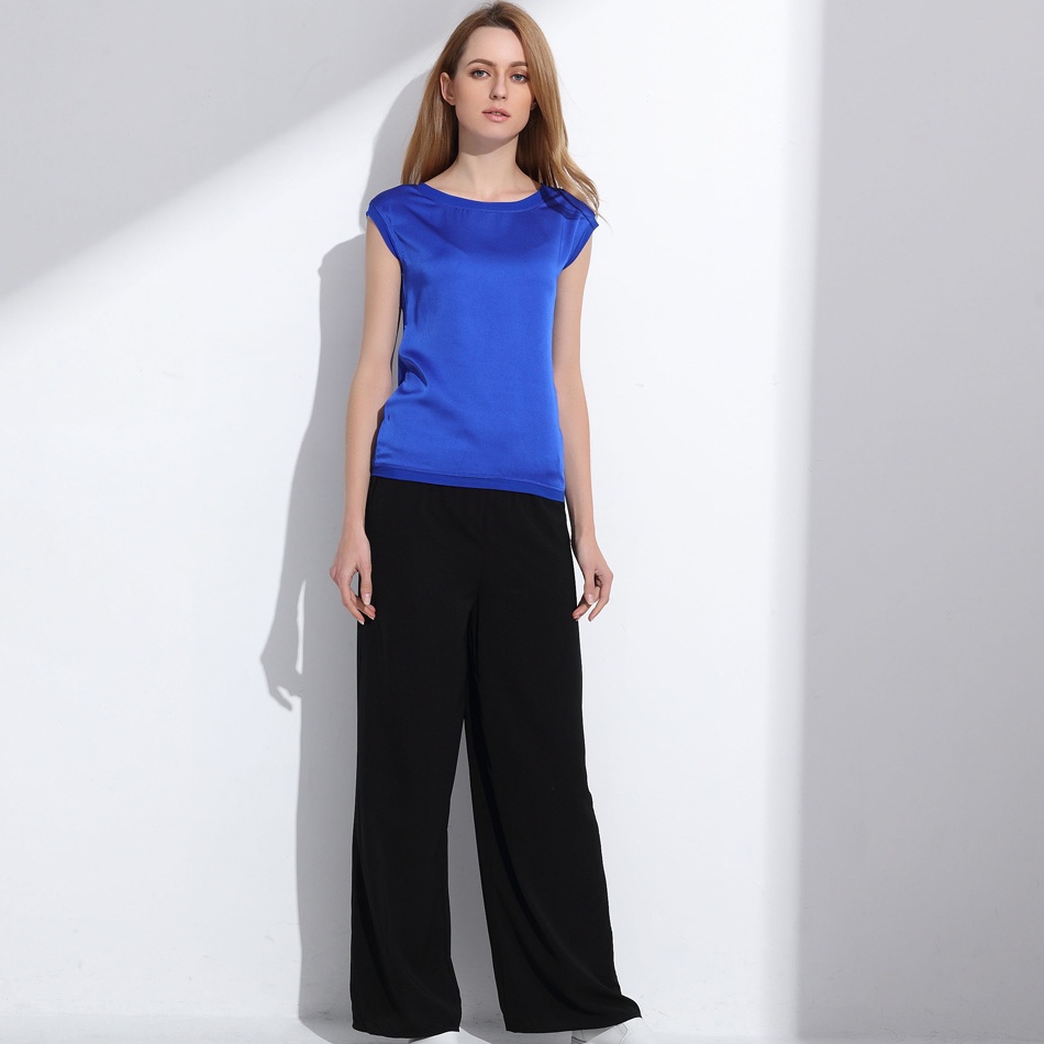 Elegant Summer Sleeveless Silky Chiffon Women's Blouse