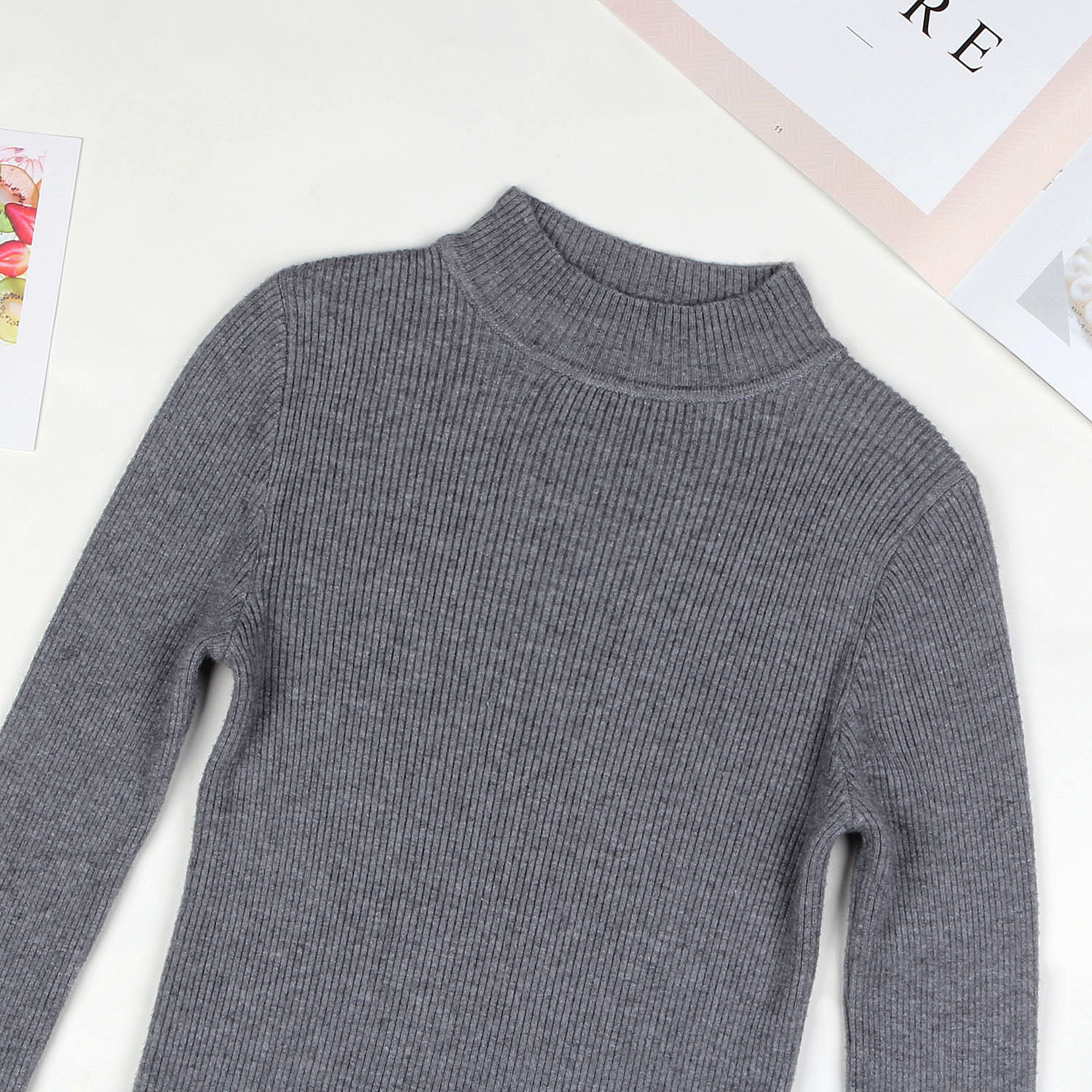 Solid Turtleneck Knitted Sweater for Women