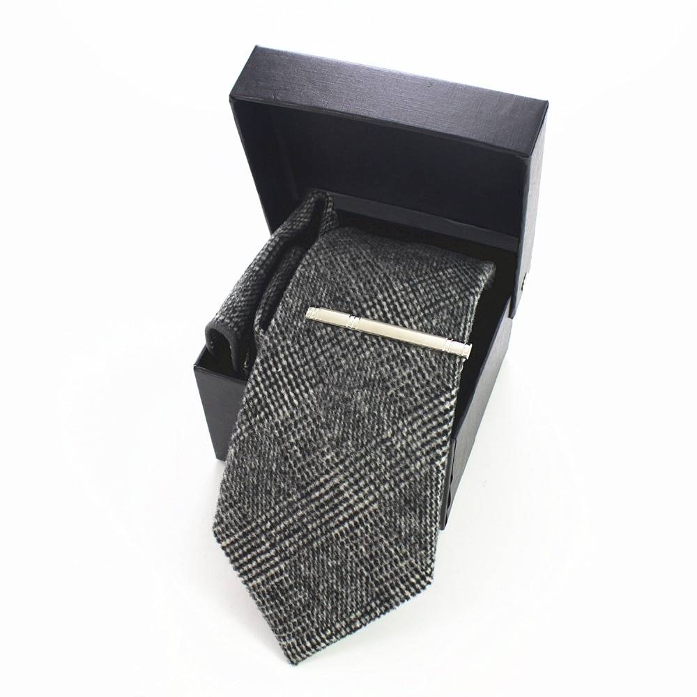 Men's Wool Neck Tie, Pocket Square and Clip Set