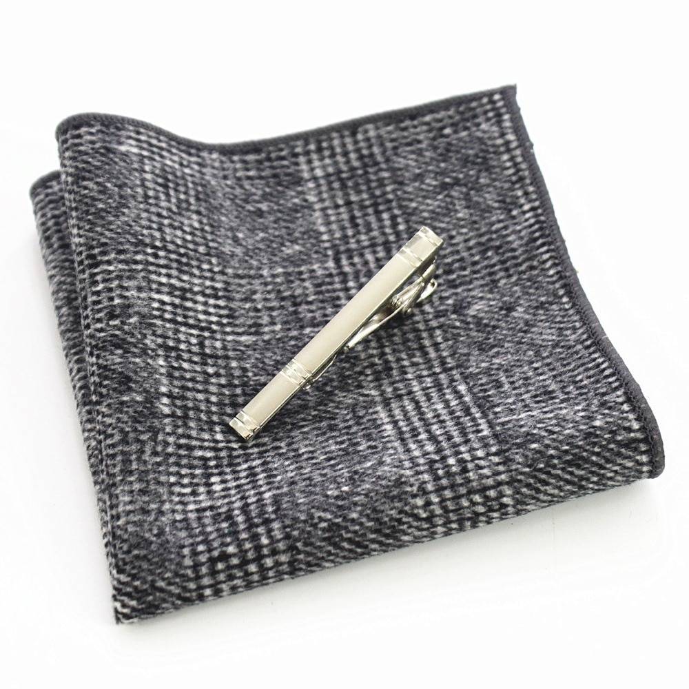 Men's Wool Neck Tie, Pocket Square and Clip Set
