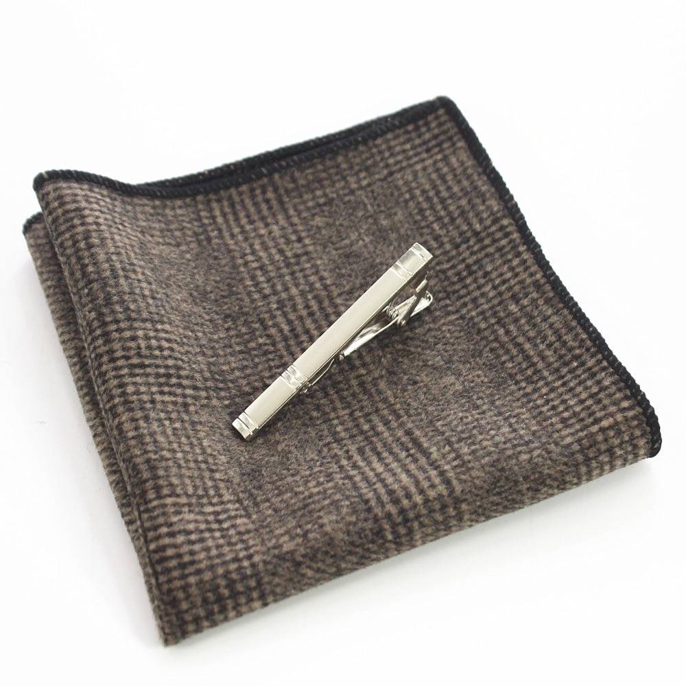 Men's Wool Neck Tie, Pocket Square and Clip Set