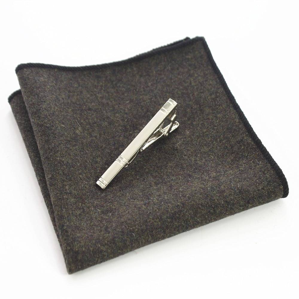 Men's Wool Neck Tie, Pocket Square and Clip Set