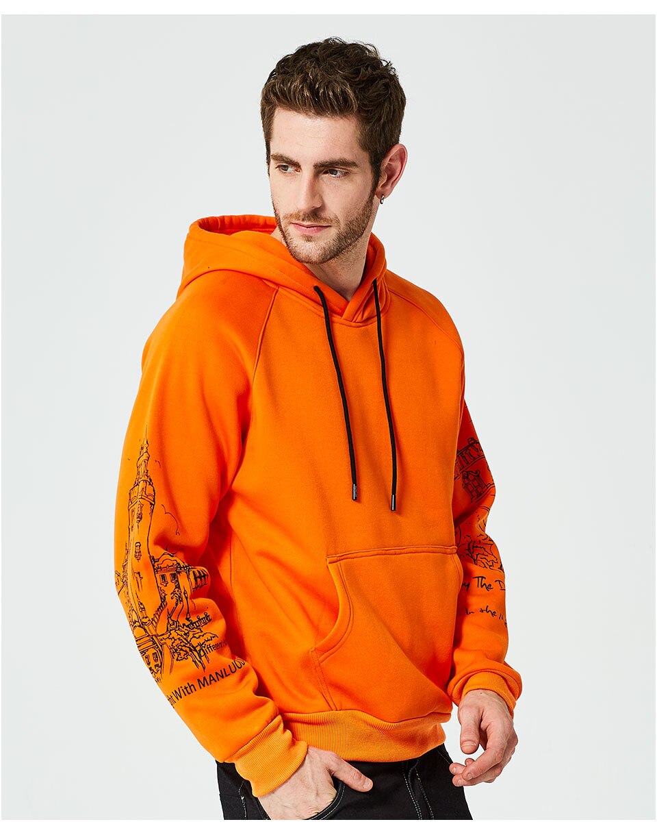 Sleeves Printed Men's Soft Hoodie