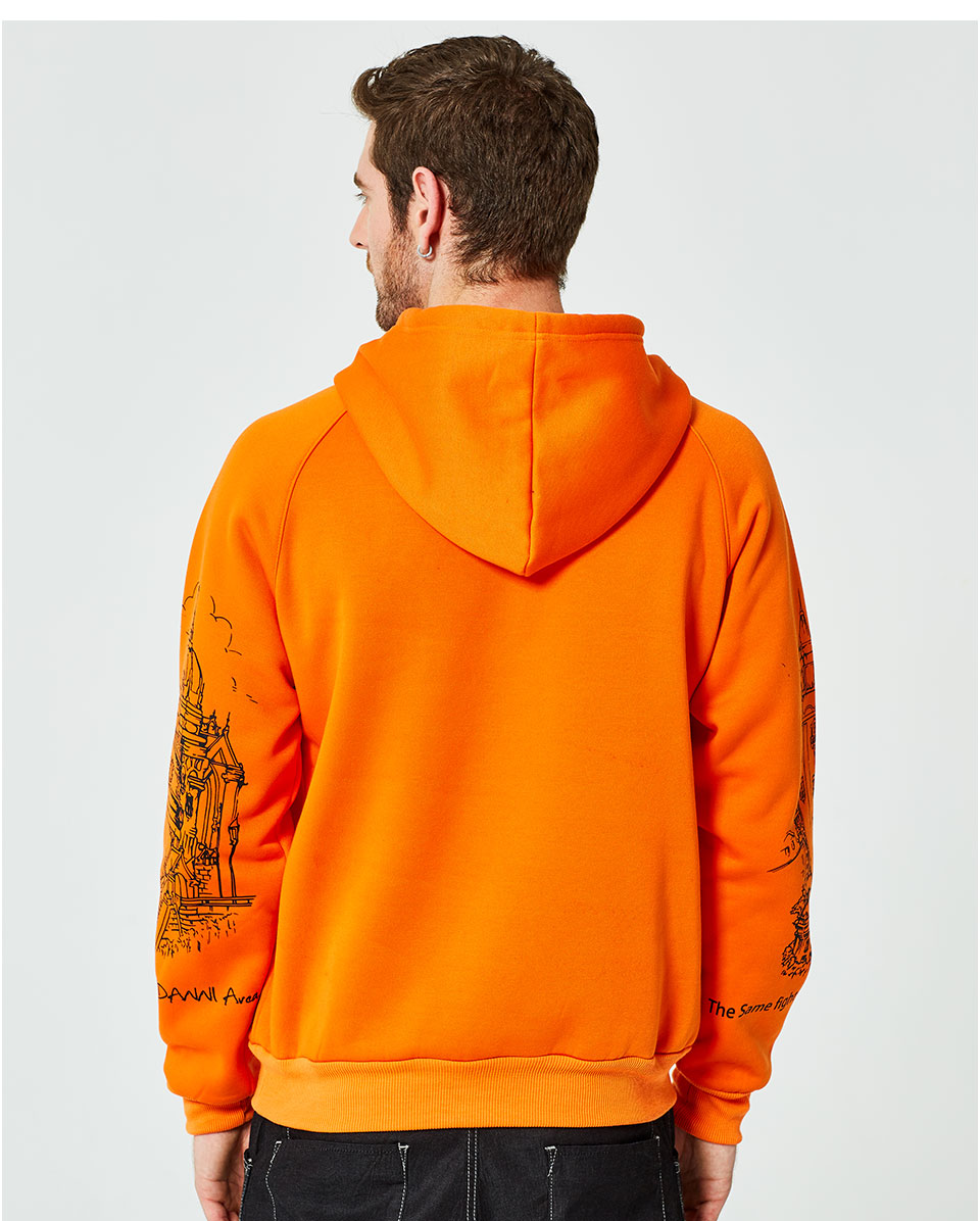 Sleeves Printed Men's Soft Hoodie