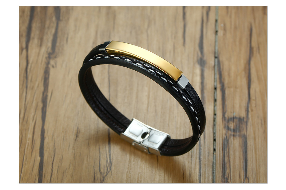 Men's Genuine Leather Personalize Bracelet