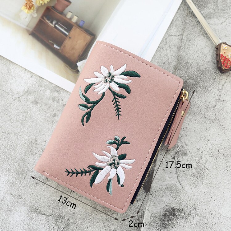Women's  Flower Embroidery Short Wallet