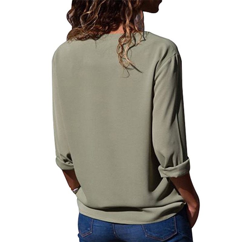 Women's Chiffon Blouse with Decorated Buttons