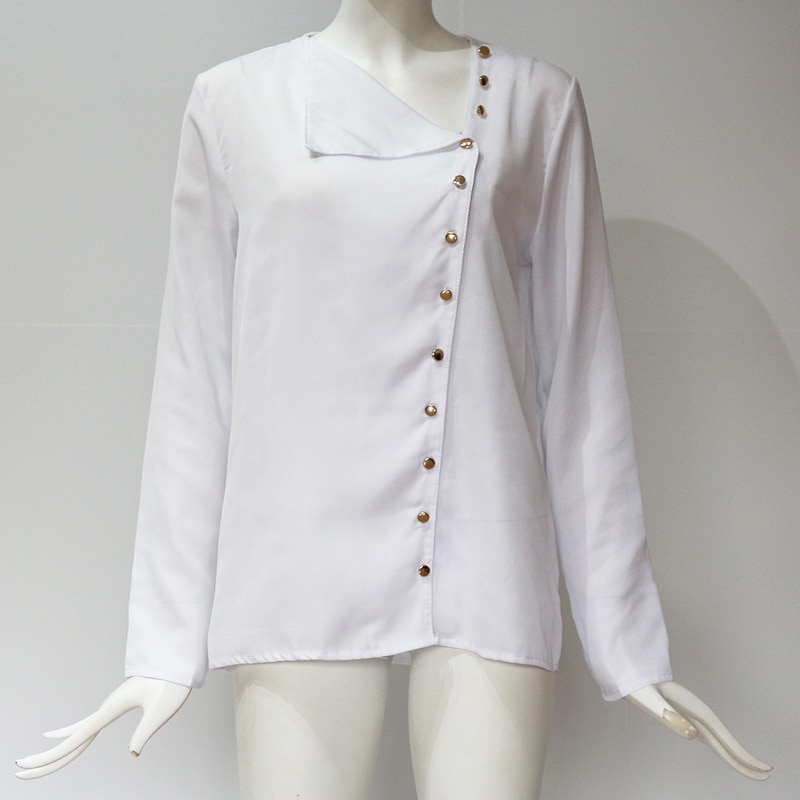 Women's Chiffon Blouse with Decorated Buttons