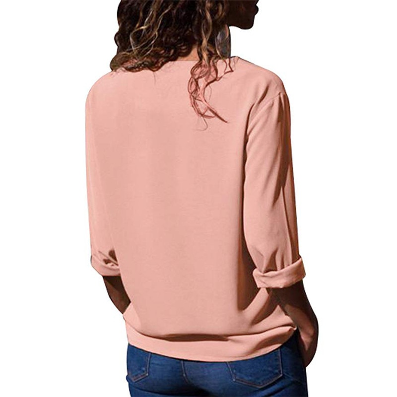 Women's Chiffon Blouse with Decorated Buttons