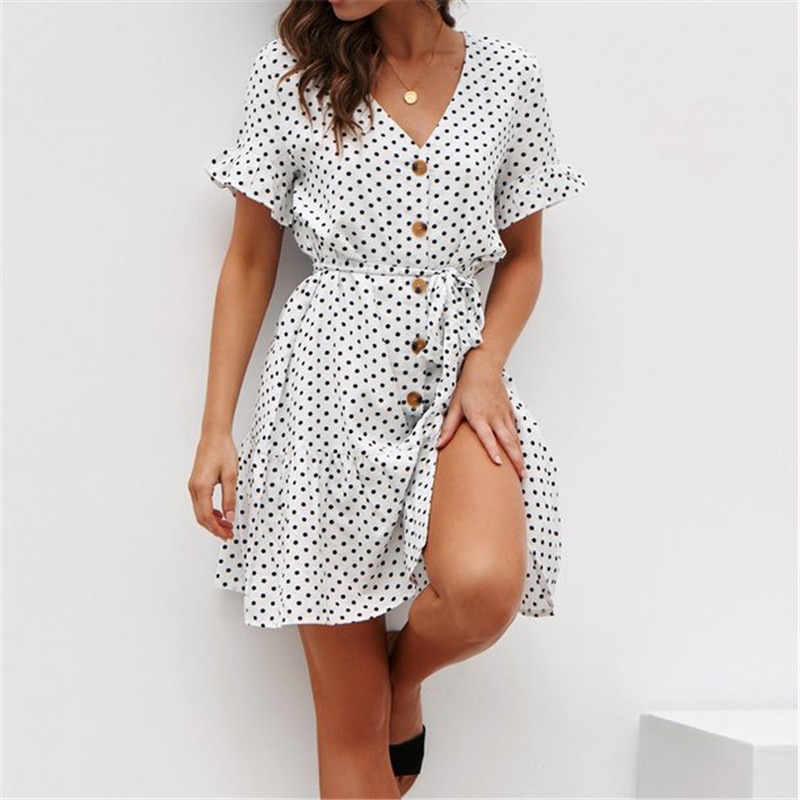 Women's Boho Polka Dot Pattern Dresses
