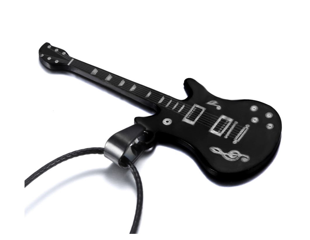 Men's 316L Stainless Steel Guitar Necklace