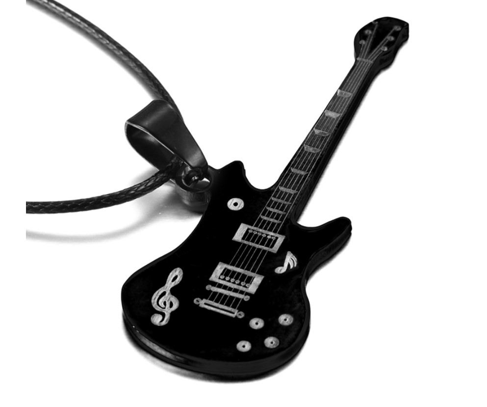 Men's 316L Stainless Steel Guitar Necklace