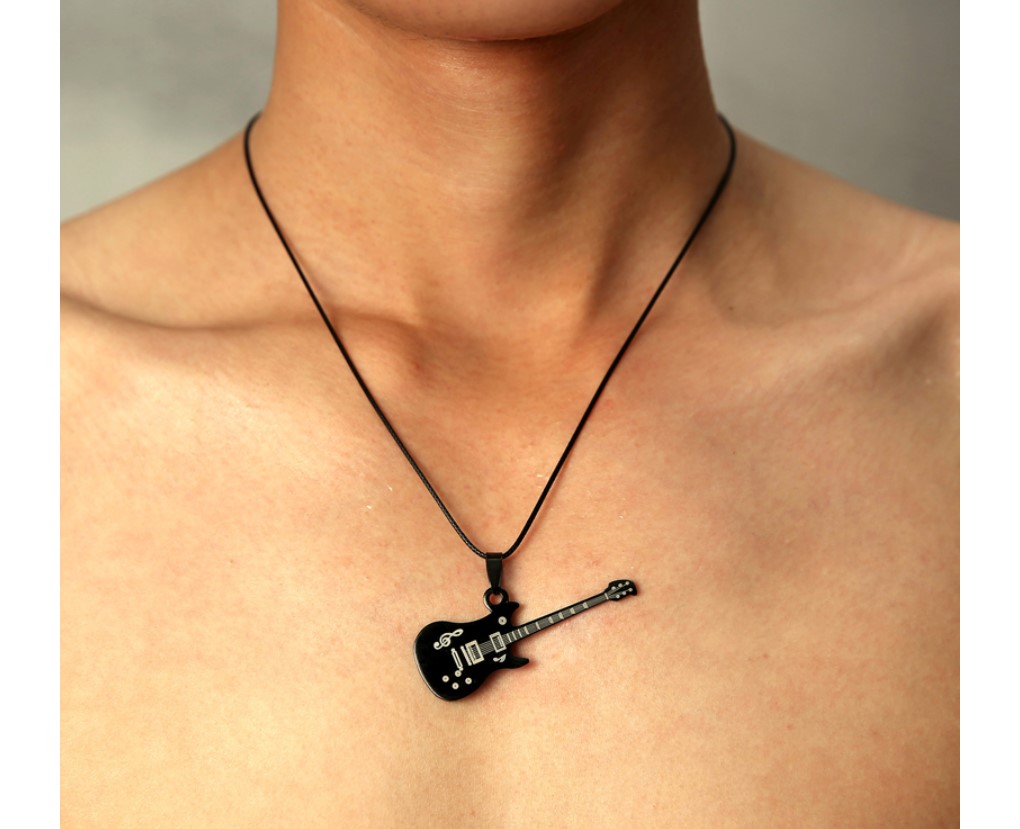 Men's 316L Stainless Steel Guitar Necklace