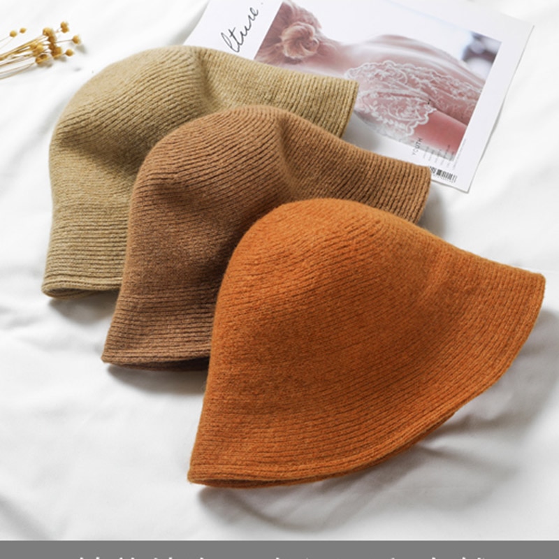 Solid Wool Bucket Hat for Women