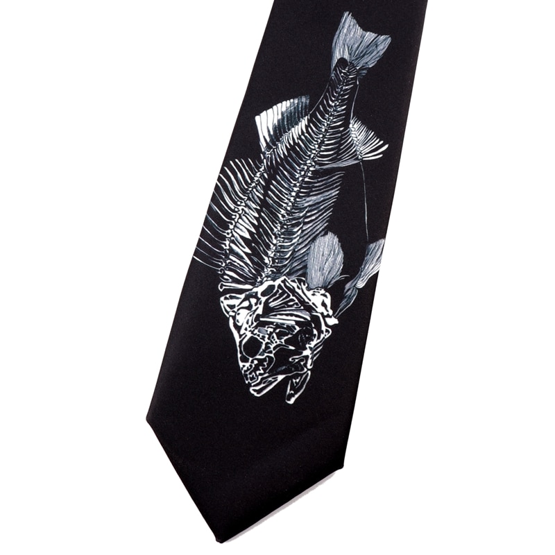 Men's Black and White Graphic Neck Tie