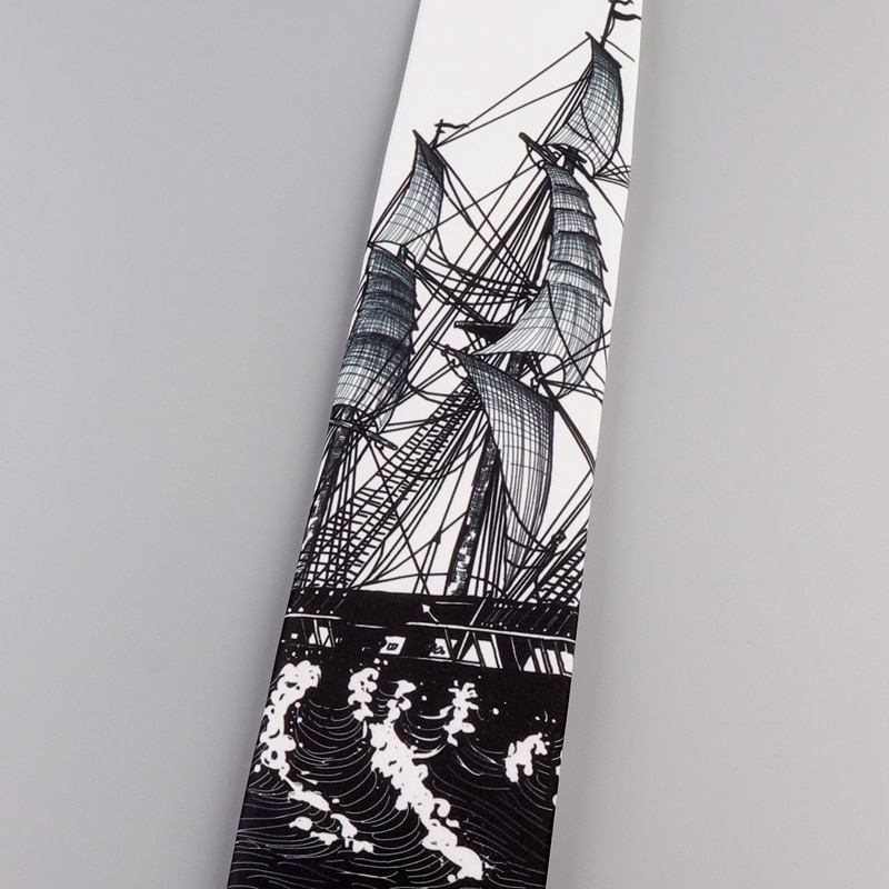 Men's Black and White Graphic Neck Tie