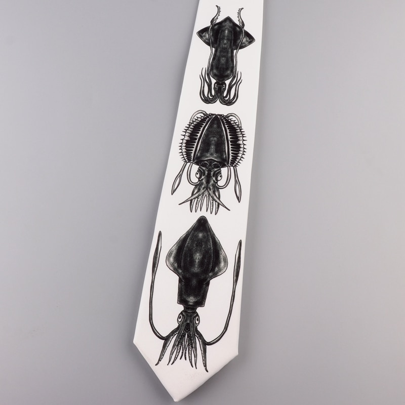 Men's Black and White Graphic Neck Tie